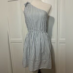 Abercrombie & Fitch Blue and White One-Shoulder Dress S
